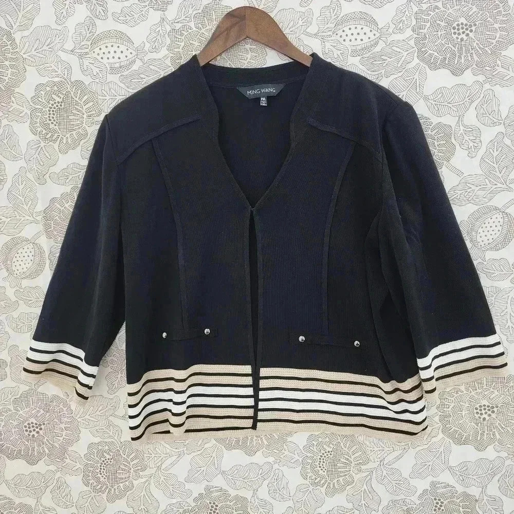 Ming Wang Women Knit Cardigan Size PXL